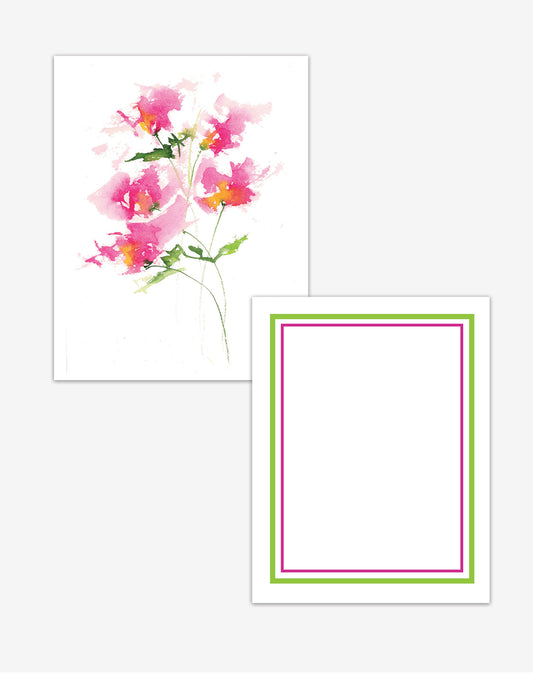 Tara Watercolor Floral Flat Note Card