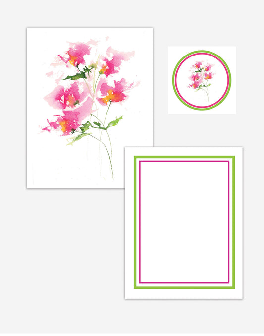 Tara Watercolor Floral Flat Note Card