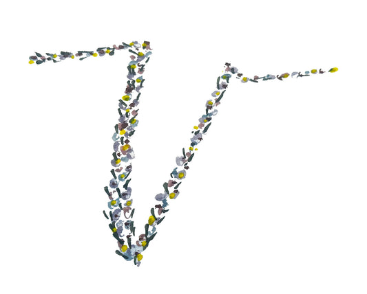 "V" Initial Note Card