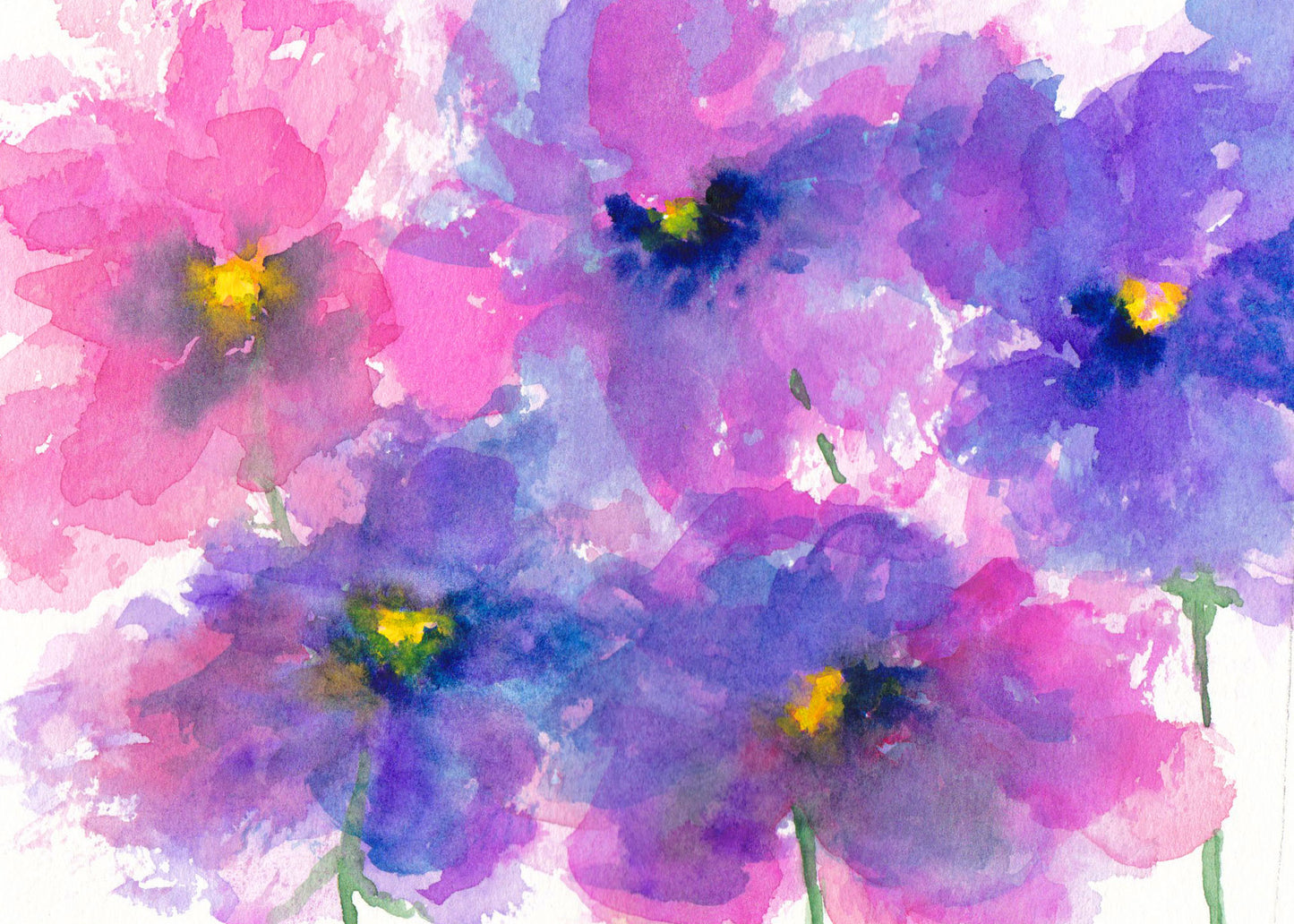 Pansies Watercolor Floral Note Card