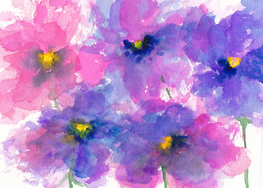 Pansies Watercolor Floral Note Card